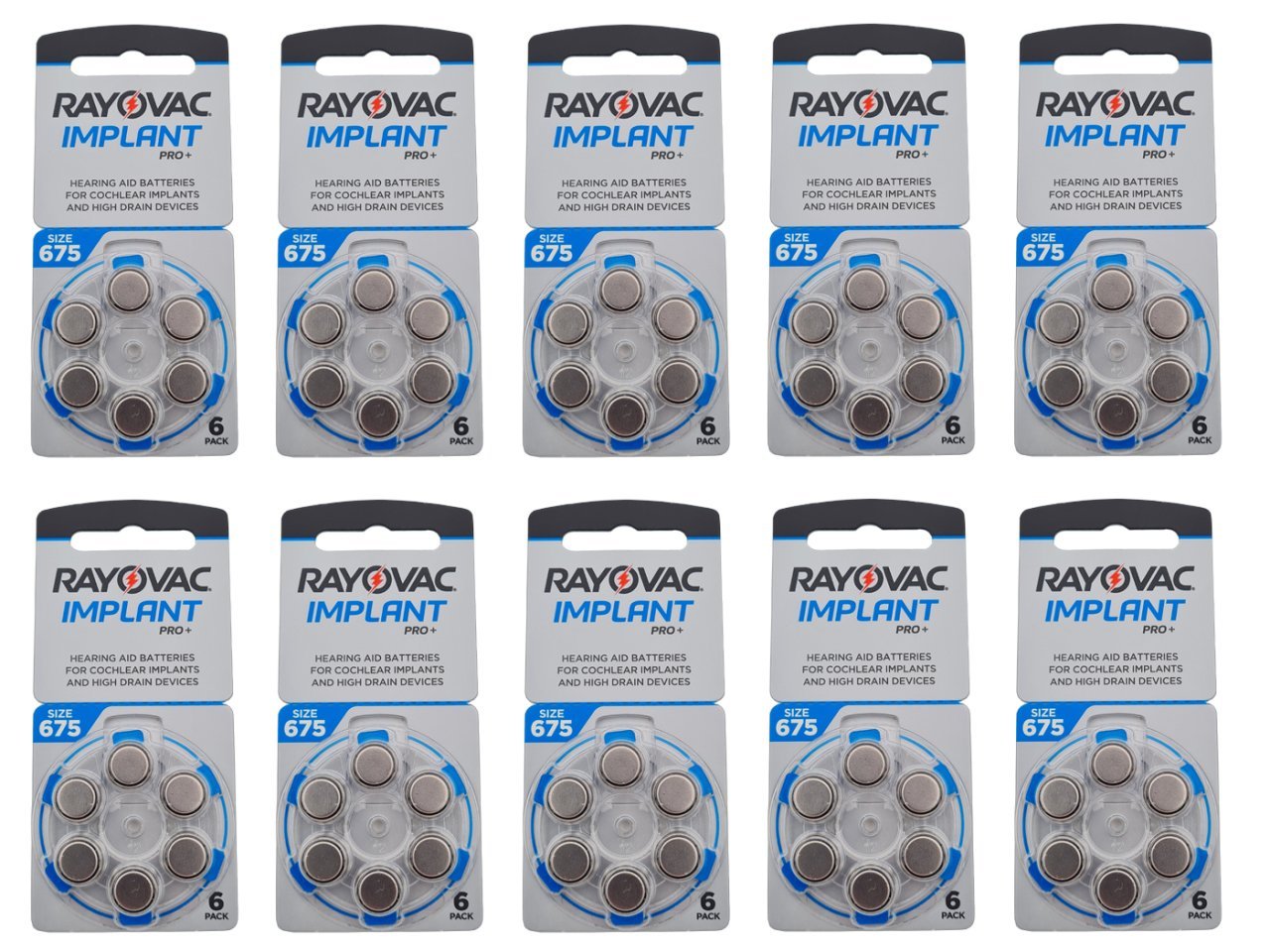 Koklear İmplant İşitme Cihazı Pili, Rayovac 675 CP IMPLANT PRO+ (10 Paket x 6 Adet = 60 Adet Pil)