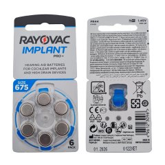 Koklear İmplant İşitme Cihazı Pili, Rayovac 675CP IMPLANT PRO+ (5 Paket x 6 Adet = 30 Adet Pil)