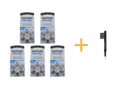 Koklear İmplant İşitme Cihazı Pili, Rayovac 675CP IMPLANT PRO+ (5 Paket x 6 Adet = 30 Adet Pil) + HEDİYE Mıknatıslı İşitme Cihazı Temizleme Fırçası , YesMed