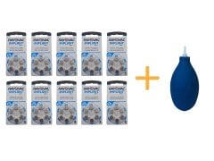 Koklear İmplant İşitme Cihazı Pili, Rayovac 675CP IMPLANT PRO+ (10 Paket x 6 Adet= 60 Adet Pil) + HEDİYE İşitme Cihazı El Pompası (Puar), YesMed