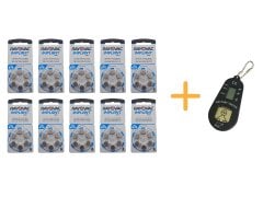 Koklear İmplant İşitme Cihazı Pili, Rayovac 675CP IMPLANT PRO+ (10 Paket x 6 Adet = 60 Adet Pil) + HEDİYE İşitme Cihazı Pil Ölçer, YesMed