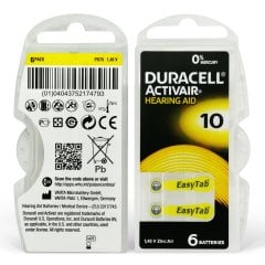 Duracell Activair 10 Numara İşitme Cihazı Pili (10 Paket x 6 Adet = 60 Adet Pil) + HEDİYE İşitme Cihazı El Pompası (Puar), YesMed