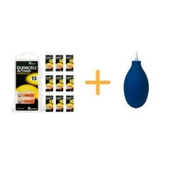 Duracell Activair 13 Numara İşitme Cihazı Pili (10 Paket x 6 Adet= 60 Adet Pil) + HEDİYE İşitme Cihazı El Pompası (Puar), YesMed