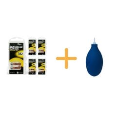 Duracell Activair 312 Numara İşitme Cihazı Pili (5 Paket x 6 Adet = 30 Adet Pil) + HEDİYE İşitme Cihazı El Pompası (Puar), YesMed