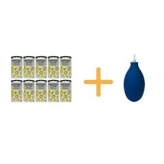 Rayovac Extra 10 Numara İşitme Cihazı Pili (10 Paket x 6 Adet = 60 Adet Pil) + HEDİYE İşitme Cihazı El Pompası (Puar), YesMed