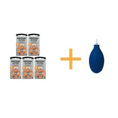 Rayovac Extra 13 Numara İşitme Cihazı Pili (5 Paket x 6 Adet = 30 Adet Pil) + HEDİYE İşitme Cihazı El Pompası (Puar), YesMed