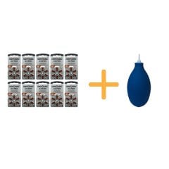 Rayovac Extra 312 Numara İşitme Cihazı Pili (10 Paket x 6 Adet = 60 Adet Pil) + HEDİYE İşitme Cihazı El Pompası (Puar), YesMed