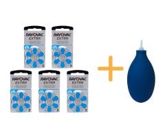 Rayovac Extra 675 Numara İşitme Cihazı Pili (5 Paket x 6 Adet = 30 Adet Pil) + HEDİYE İşitme Cihazı El Pompası (Puar), YesMed