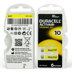 Duracell Activair 10 Numara İşitme Cihazı Pili (5 Paket x 6 Adet = 30 Adet Pil) + HEDİYE İşitme Cihazı Nem Alıcı Tablet, YesMed