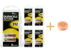 Duracell Activair 312 Numara İşitme Cihazı Pili (5 Paket x 6 Adet = 30 Adet Pil) + HEDİYE İşitme Cihazı Nem Alıcı Tablet, YesMed
