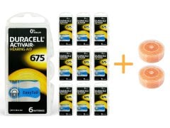 Duracell Activair 675 Numara İşitme Cihazı Pili (10 Paket x 6 Adet = 60 Adet Pil) + HEDİYE İşitme Cihazı Nem Alıcı Tablet, YesMed