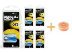 Duracell Activair 675 Numara İşitme Cihazı Pili (5 Paket x 6 Adet = 30 Adet Pil) + HEDİYE İşitme Cihazı Nem Alıcı Tablet, YesMed