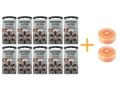 Rayovac Extra 312 Numara İşitme Cihazı Pili (10 Paket x 6 Adet = 60 Adet Pil) + HEDİYE İşitme Cihazı Nem Alıcı Tablet, YesMed