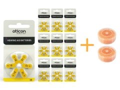Oticon 10 Numara İşitme Cihazı Pili (10 Paket x 6 Adet= 60 Adet Pil) + HEDİYE İşitme Cihazı Nem Alıcı Tablet, YesMed