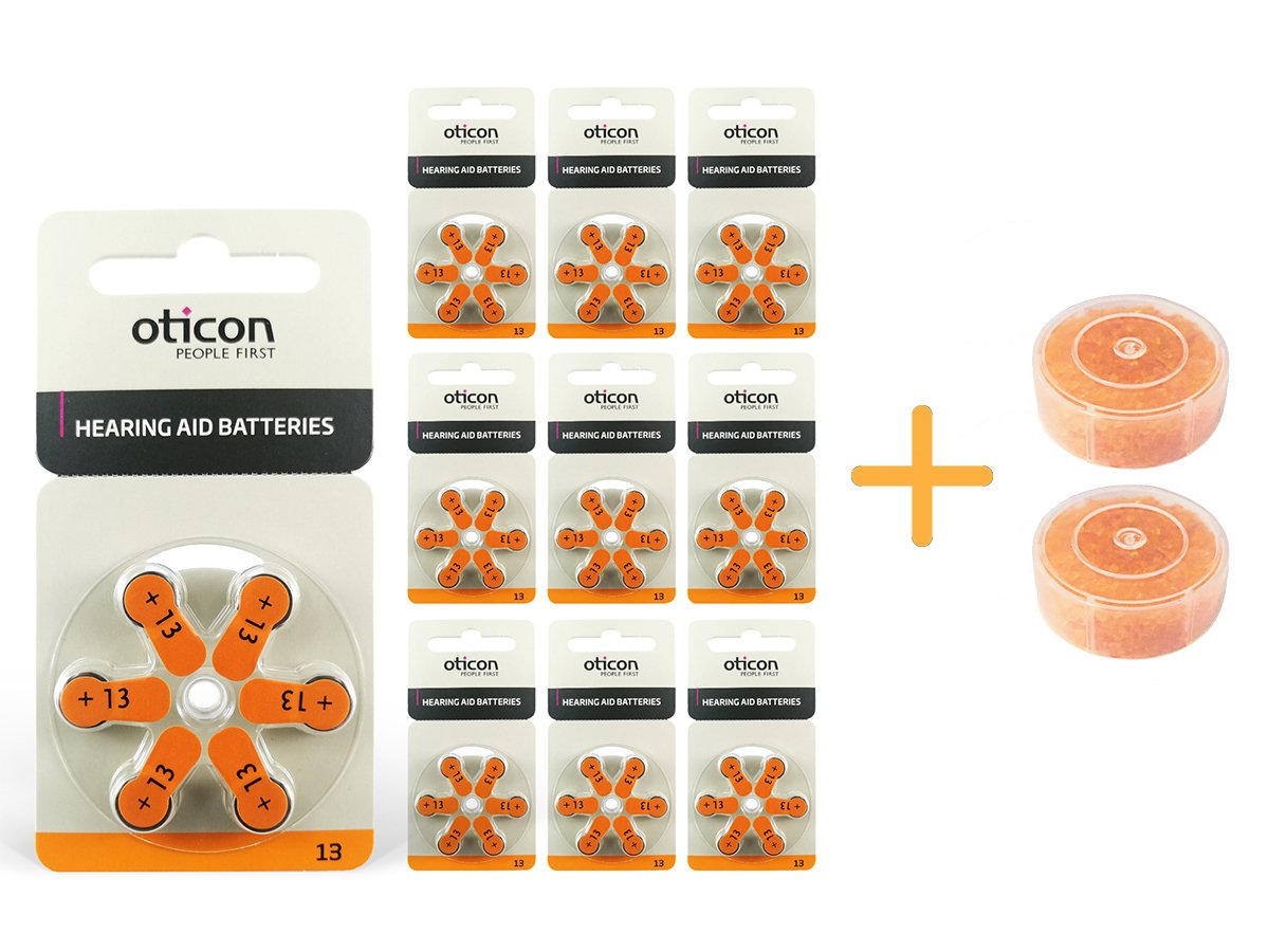 Oticon 13 Numara İşitme Cihazı Pili (10 Paket x 6 Adet= 60 Adet Pil) + HEDİYE İşitme Cihazı Nem Alıcı Tablet, YesMed