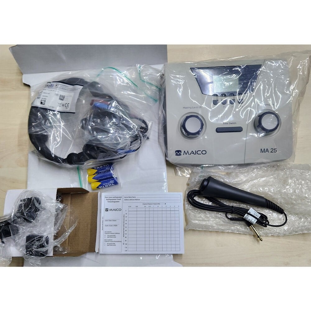 MA 25 Tarama Odyometre, Maico Marka Ma 25 Model Odyo Cihazı. Taşınabilir Hava yolu (AC) Odyometresi.