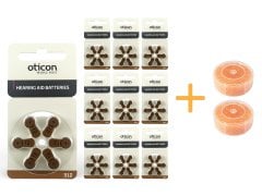 Oticon 312 Numara İşitme Cihazı Pili (10 Paket x 6 Adet= 60 Adet Pil) + HEDİYE İşitme Cihazı Nem Alıcı Tablet, YesMed
