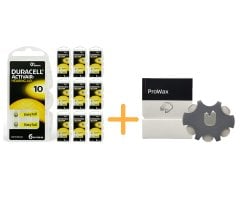 Duracell Activair 10 Numara İşitme Cihazı Pili (10 Paket x 6 Adet = 60 Adet Pil) + HEDİYE Prowax Filtre, YesMed