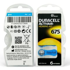 Duracell Activair 675 Numara İşitme Cihazı Pili (10 Paket x 6 Adet = 60 Adet Pil) + HEDİYE Prowax Filtre, YesMed