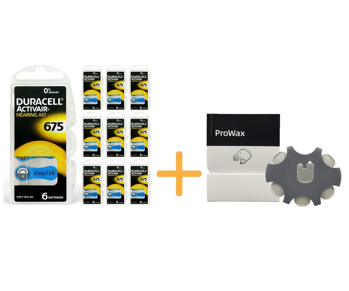 Duracell Activair 675 Numara İşitme Cihazı Pili (10 Paket x 6 Adet = 60 Adet Pil) + HEDİYE Prowax Filtre, YesMed