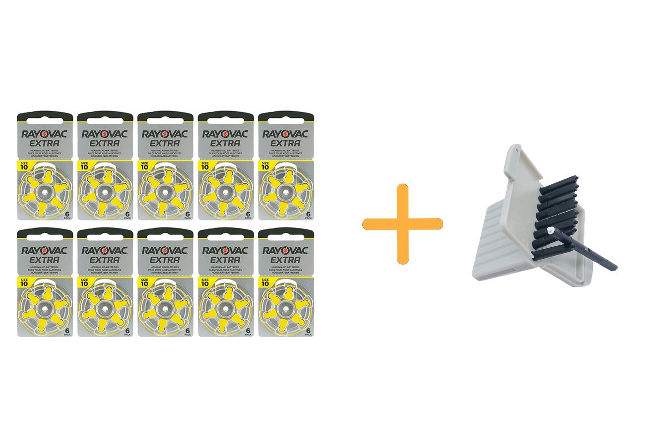 Rayovac Extra 10 Numara İşitme Cihazı Pili (10 Paket x 6 Adet = 60 Adet) + HEDİYE İşitme Cihazı Filtresi, YesMed