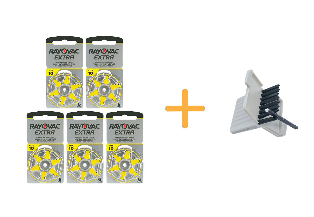 Rayovac Extra 10 Numara işitme Cihazı Pili (5 Paket x 6 = 30 Adet) + HEDİYE Oticon İşitme Cihazı Uyumlu Filtre, YesMed