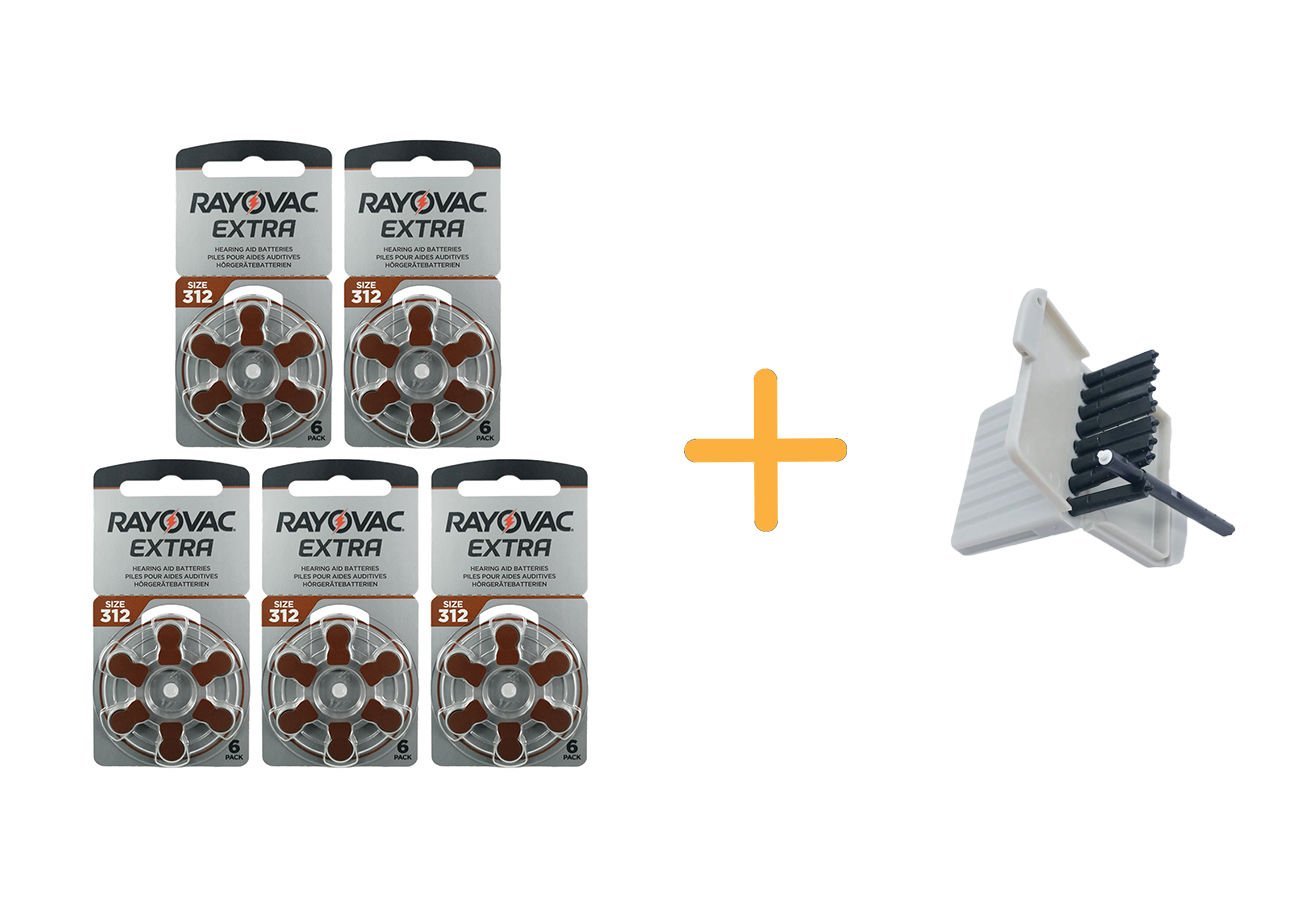 Rayovac Extra 312 Numara işitme Cihazı Pili (5 Paket x 6 = 30 Adet) + HEDİYE Oticon işitme Cihazı Uyumlu Filtre, YesMed