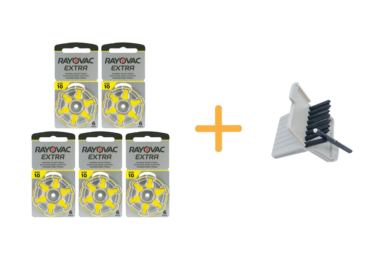 Rayovac Extra 10 Numara işitme Cihazı Pili (5 Paket x 6 = 30 Adet) + HEDİYE Widex İşitme Cihazı Uyumlu Filtre, YesMed