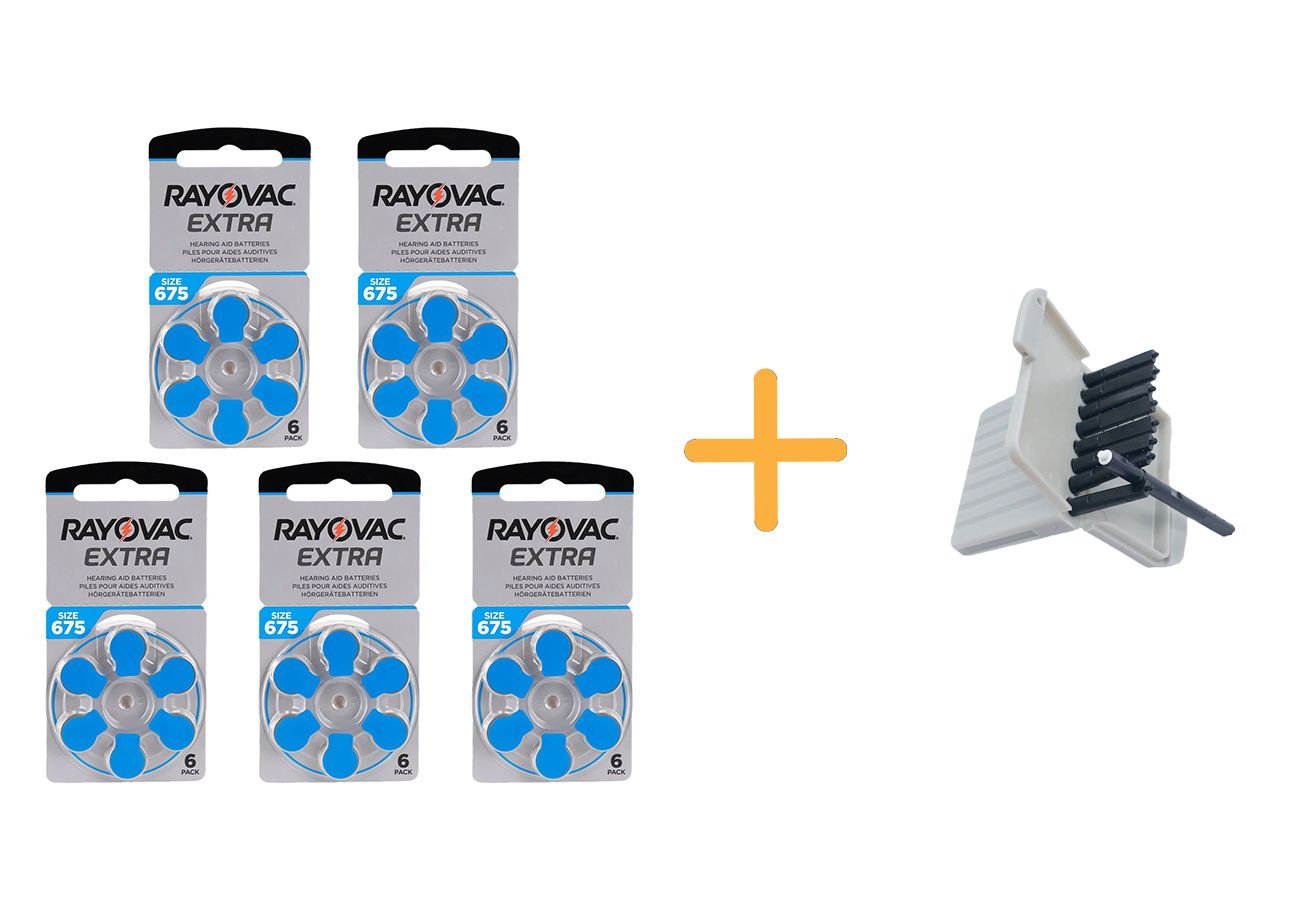 Rayovac Extra 675 Numara işitme Cihazı Pili (5 Paket x 6 = 30 Adet) + HEDİYE Widex İşitme Cihazı Uyumlu Filtre, YesMed