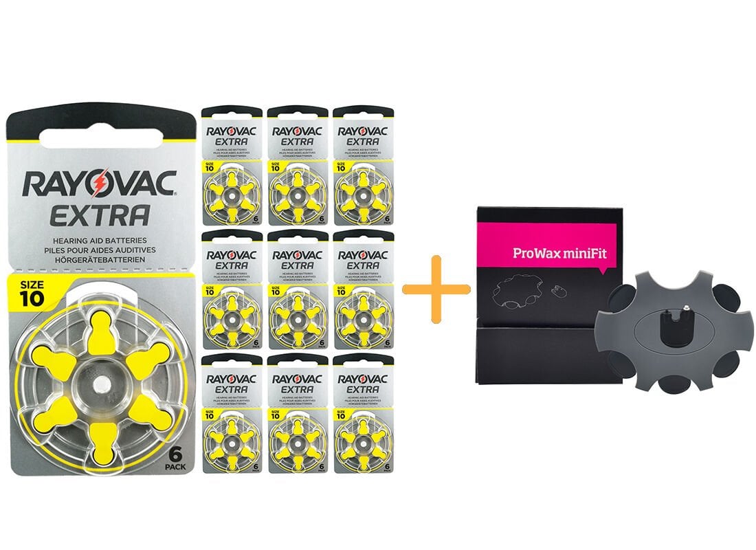 Rayovac Extra 10 Numara İşitme Cihazı Pili (10 Paket x 6 = 60 Adet) + HEDİYE Prowax miniFit Filtre, YesMed