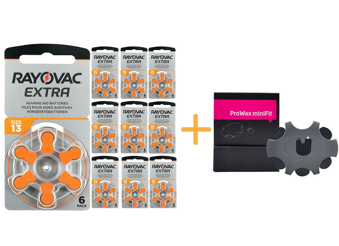Rayovac Extra 13 Numara İşitme Cihazı Pili (10 Paket x 6 = 60 Adet) + HEDİYE Prowax miniFit Filtre, YesMed
