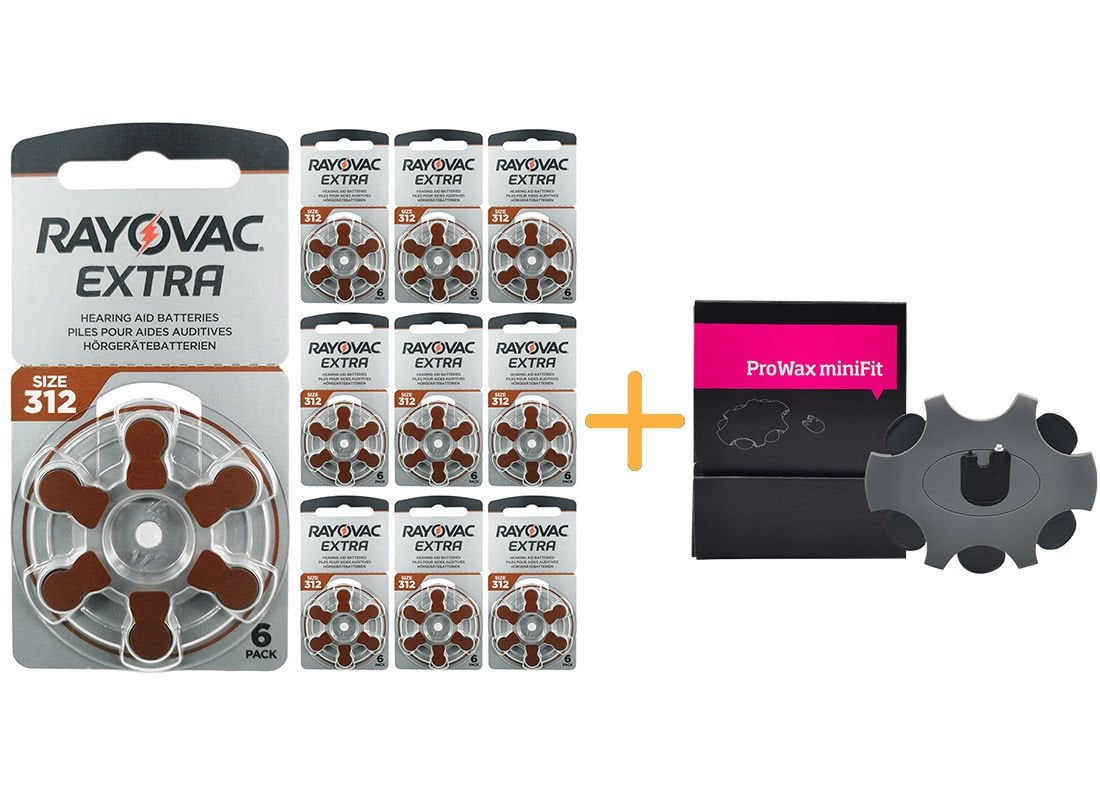 Rayovac Extra 312 Numara İşitme Cihazı Pili (10 Paket x 6 = 60 Adet) + HEDİYE Prowax miniFit Filtre, YesMed