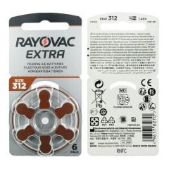 Rayovac Extra 312 Numara İşitme Cihazı Pili (10 Paket x 6 = 60 Adet) + HEDİYE Prowax miniFit Filtre, YesMed