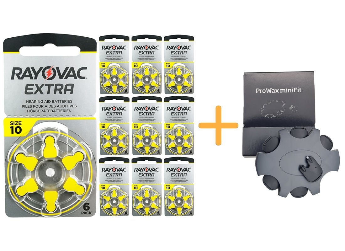 Rayovac Extra 10 Numara İşitme Cihazı Pili (10 Paket x 6 = 60 Adet) + HEDİYE Orijinal Prowax miniFit Filtre, YesMed