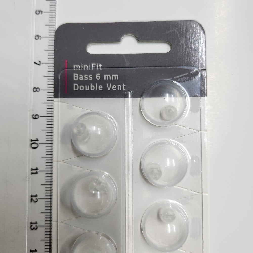 miniFit Bass 6 mm Double Vent Dome, Oticon İşitme Cihazı Uyumlu Muadil miniFit Bass 6 mm Double Vent Kubbe (1 Paket=10 Adet), YesMed -
