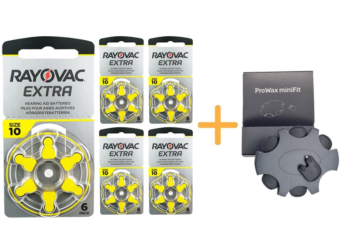 Rayovac Extra 10 Numara İşitme Cihazı Pili (5 Paket x 6 = 30 Adet) + HEDİYE Orijinal Prowax miniFit Filtre, YesMed