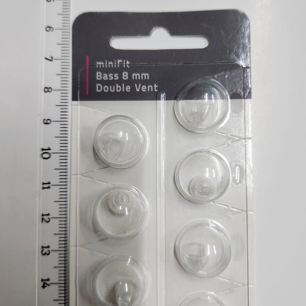miniFit Bass 8 mm Double Vent Dome, Oticon İşitme Cihazı Uyumlu Muadil miniFit Bass 8 mm Double Vent Kubbe (1 Paket=10 Adet), YesMed -