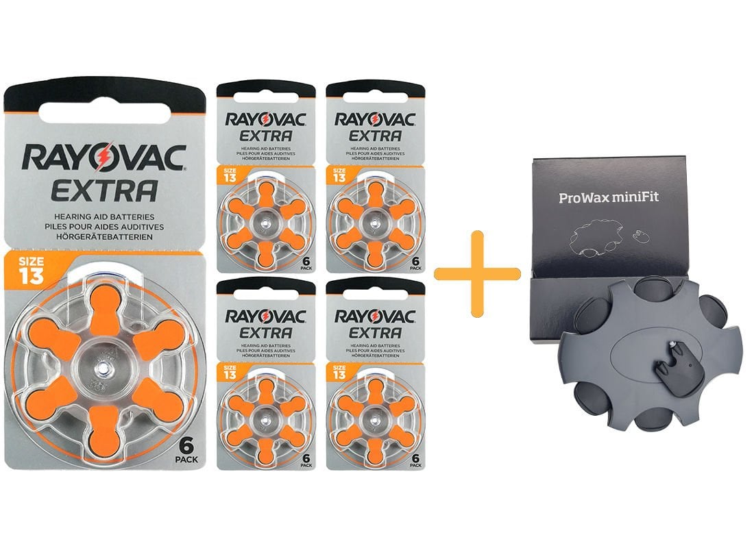 Rayovac Extra 13 Numara İşitme Cihazı Pili (5 Paket x 6 = 30 Adet) + HEDİYE Orijinal Prowax miniFit Filtre, YesMed
