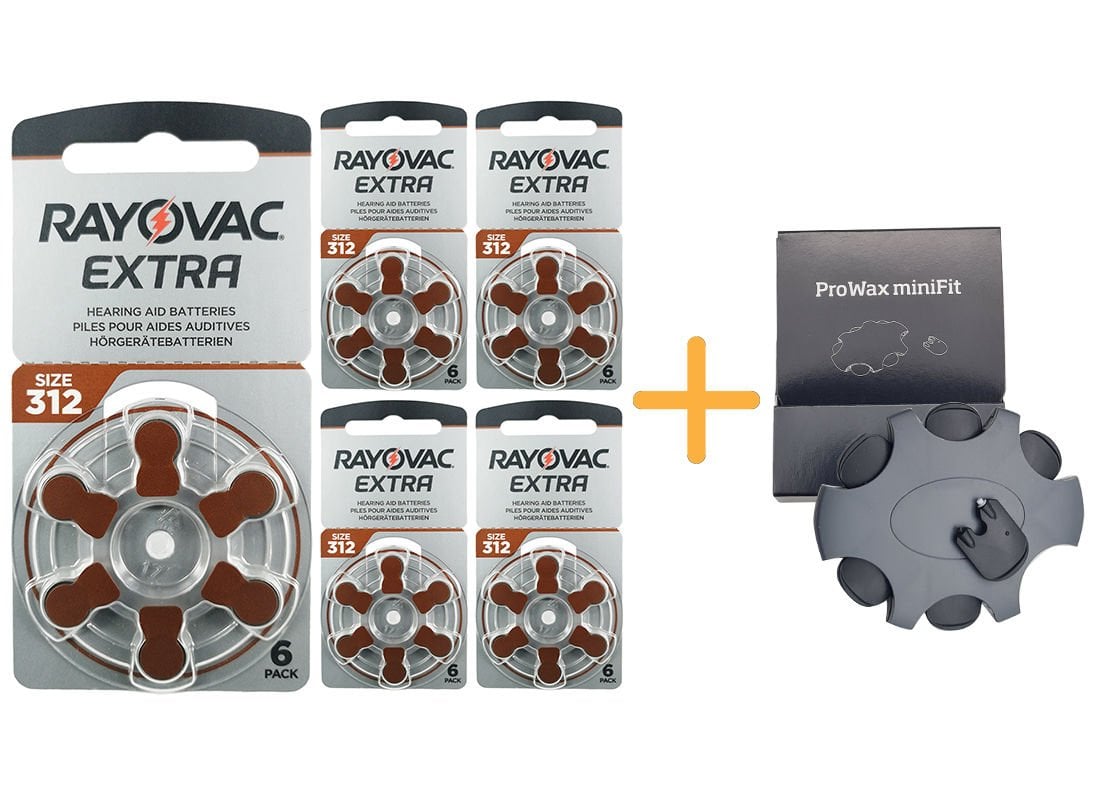 Rayovac Extra 312 Numara İşitme Cihazı Pili (5 Paket x 6 = 30 Adet) + HEDİYE Orijinal Prowax miniFit Filtre, YesMed