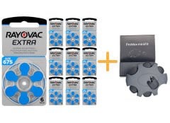 Rayovac Extra 675 Numara İşitme Cihazı Pili (10 Paket x 6 = 60 Adet) + HEDİYE Orijinal Prowax miniFit Filtre, YesMed