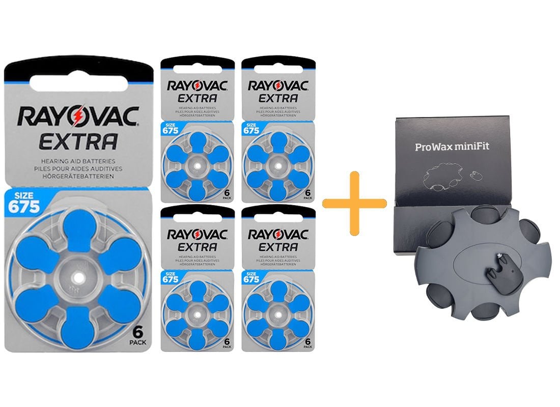Rayovac Extra 675 Numara İşitme Cihazı Pili (5 Paket x 6 = 30 Adet) + HEDİYE Orijinal Prowax miniFit Filtre, YesMed