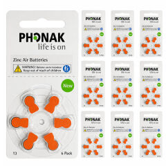 Phonak 13 Numara İşitme Cihazı Pili (10 Paket x 6 Adet = 60 Adet Pil)