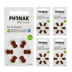 Phonak 312 Numara İşitme Cihazı Pili (5 Paket x 6 Adet = 30 Adet Pil)