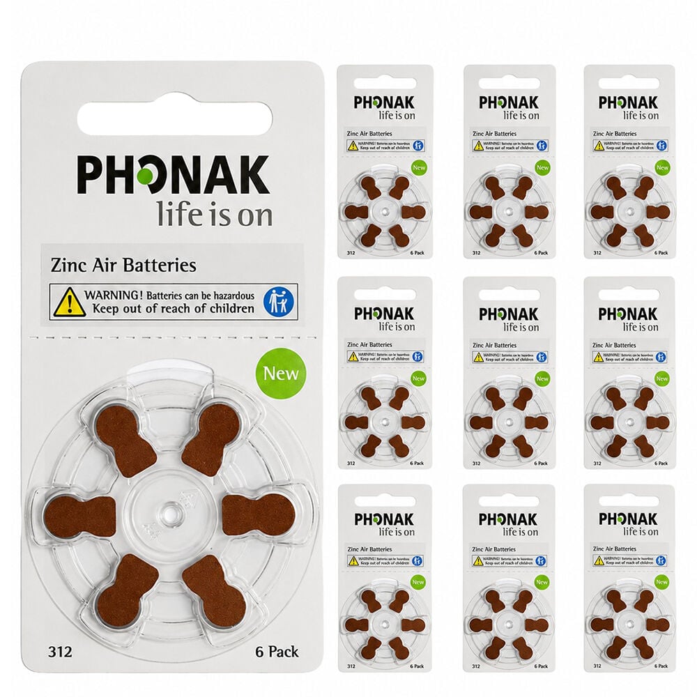Phonak 312 Numara İşitme Cihazı Pili (10 Paket x 6 Adet = 60 Adet Pil)
