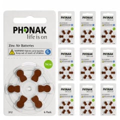 Phonak 312 Numara İşitme Cihazı Pili (10 Paket x 6 Adet = 60 Adet Pil)