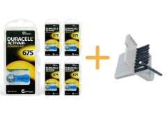 Duracell Activair 675 Numara İşitme Cihazı Pili (5 Paket x 6 Adet = 30 Adet Pil) + HEDİYE İşitme Cihazı Filtresi