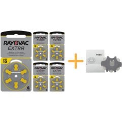 Rayovac Extra 10 Numara İşitme Cihazı Pili (5 Paket x 6 Adet = 30 Adet Pil) + Hediye ProWax İşitme Cihazı Filtresi