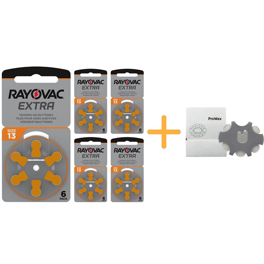 Rayovac Extra 13 Numara İşitme Cihazı Pili (5 Paket x 6 Adet = 30 Adet Pil) + Hediye ProWax İşitme Cihazı Filtresi