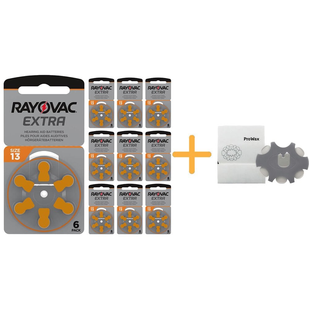 Rayovac Extra 13 Numara İşitme Cihazı Pili (10 Paket x 6 Adet = 60 Adet Pil) + Hediye ProWax İşitme Cihazı Filtresi