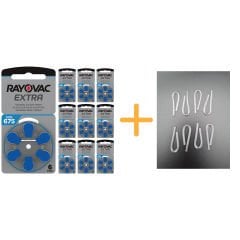 Rayovac Extra 675 Numara İşitme Cihazı Pili (10 Paket x 6 Adet= 60 Adet Pil) + HEDİYE İşitme Cihazı Hortumu (8 Adet, Orta-Standart olan Kıvrılmış Hortum), YesMed